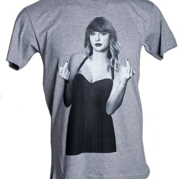 Handmade Tops - Retro Music Taylor Swift Double Middle Finger Salute Graphic T-Shirt USA MADE